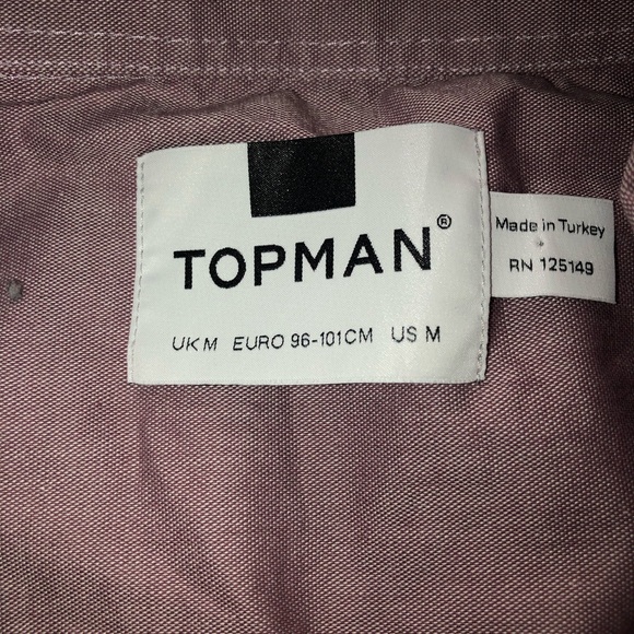 Topman dusty pink button-front shirt size M - Picture 2 of 2